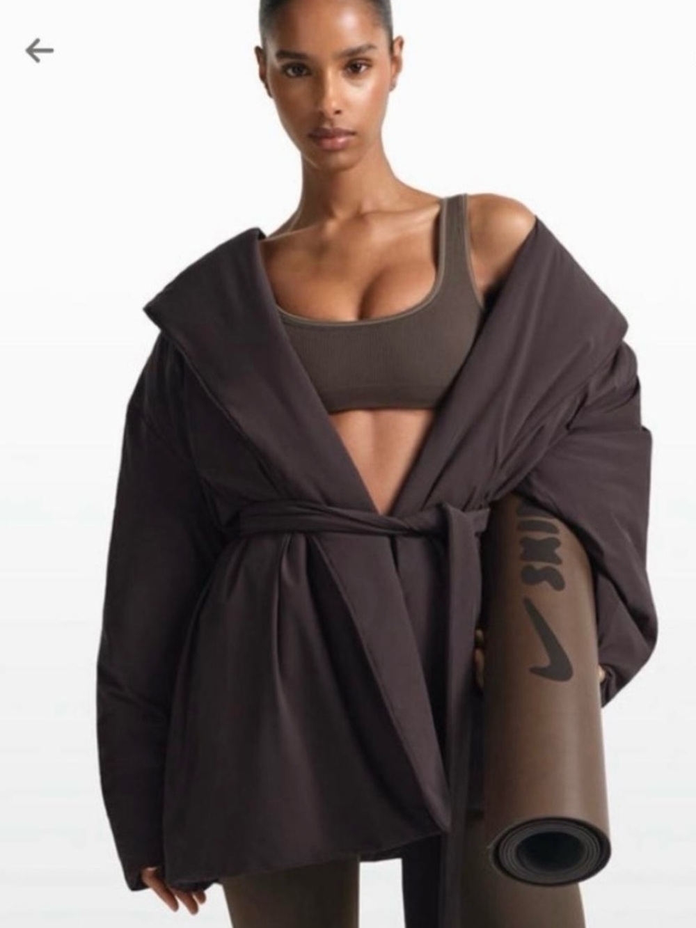 SKIMS Chocolate Brown Oversized Puffer Wrap Jacket